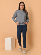 Women's Grey Cotton Terry Sweatshirt