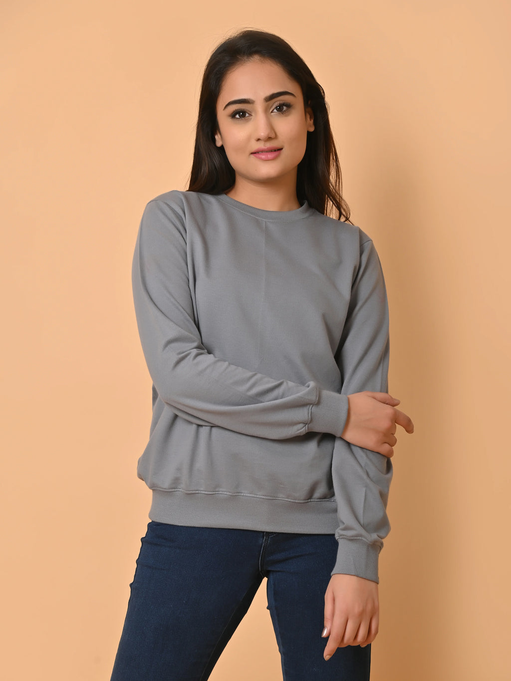 Women's Grey Cotton Terry Sweatshirt