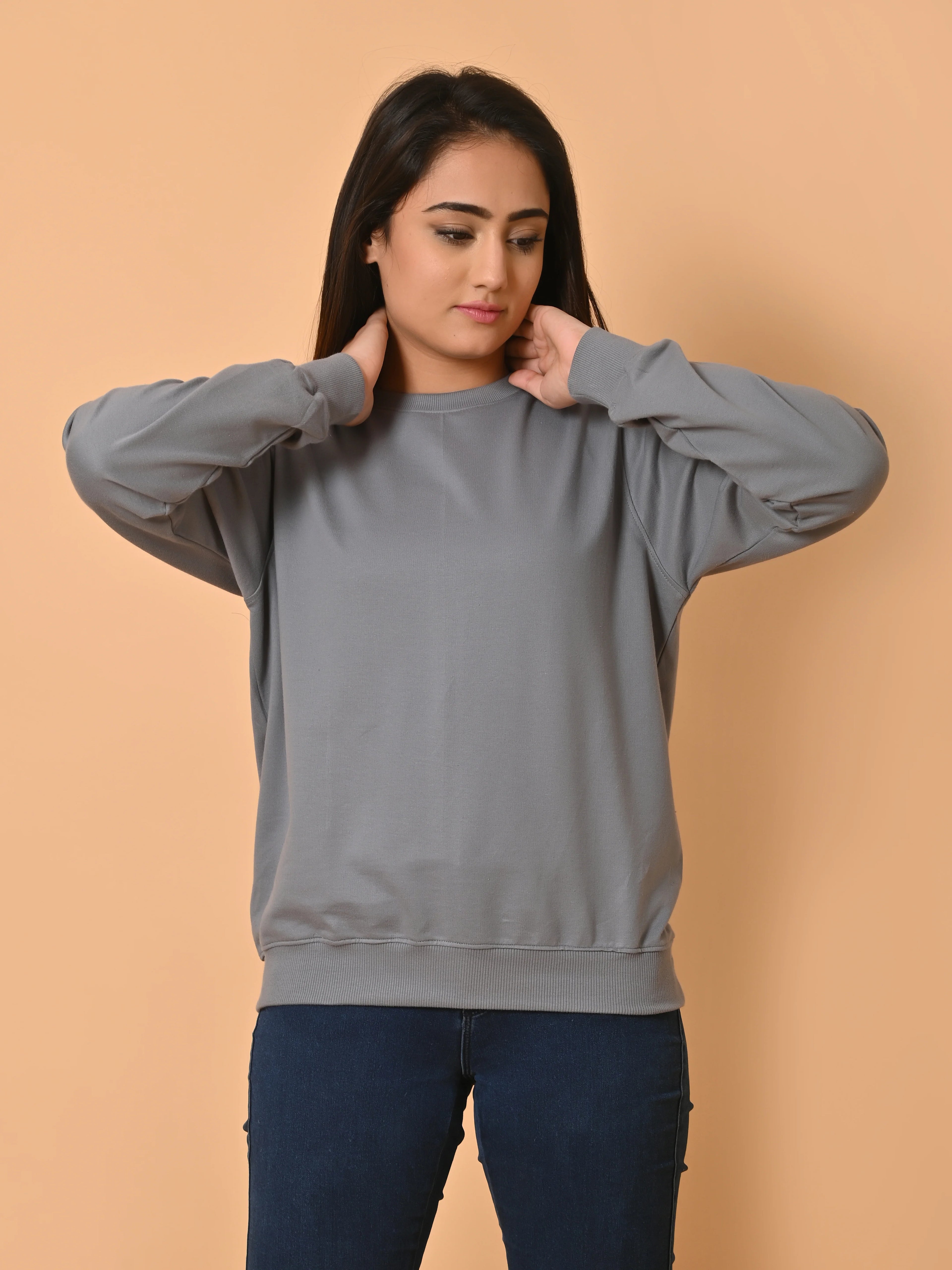 Women's Grey Cotton Terry Sweatshirt