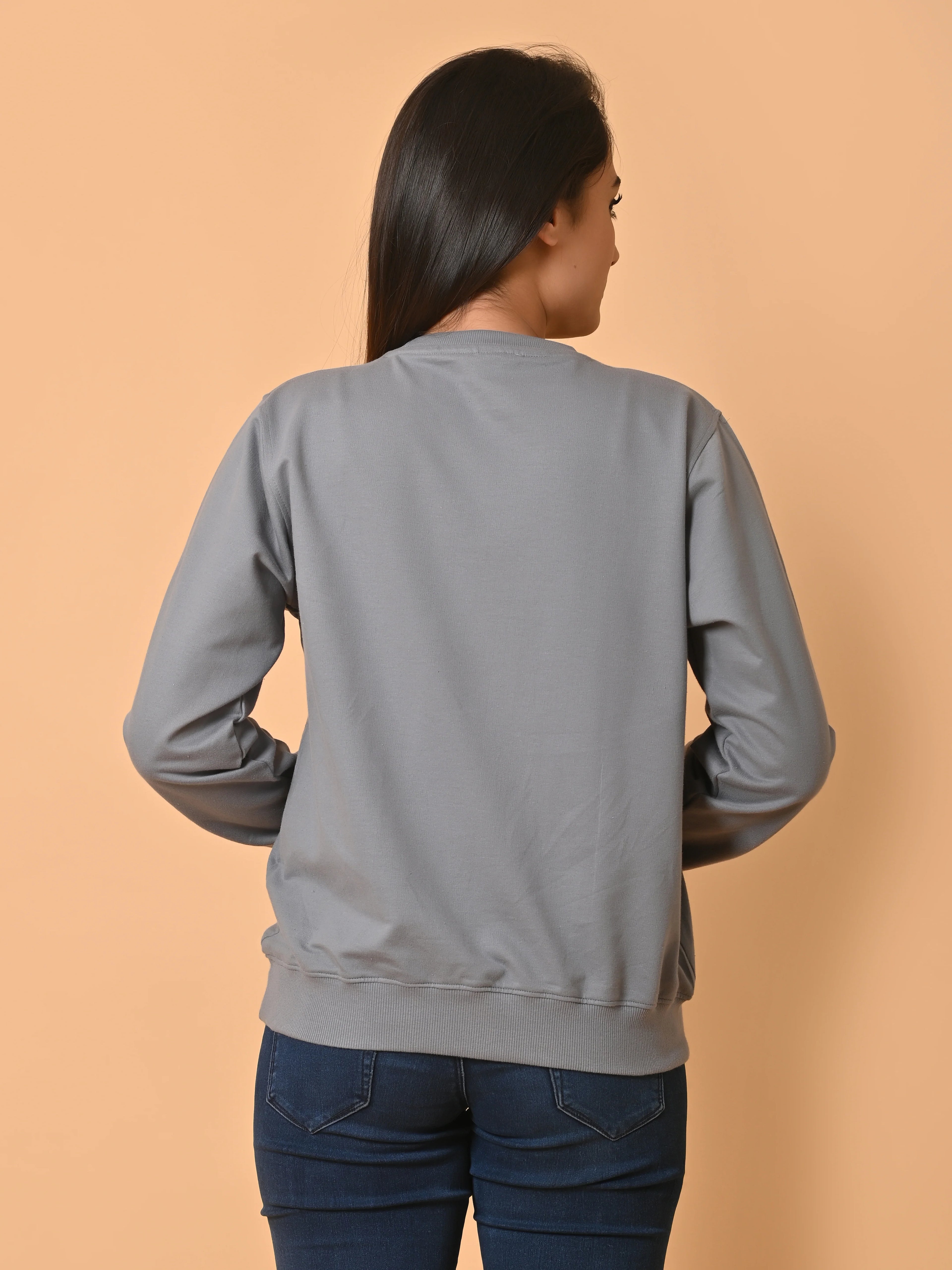 Women's Grey Cotton Terry Sweatshirt