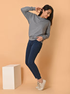 Women's Grey Cotton Terry Sweatshirt