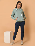 Women's Mint Green Cotton Fleece Hoodie