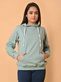 Women's Mint Green Cotton Fleece Hoodie