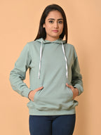Women's Mint Green Cotton Fleece Hoodie