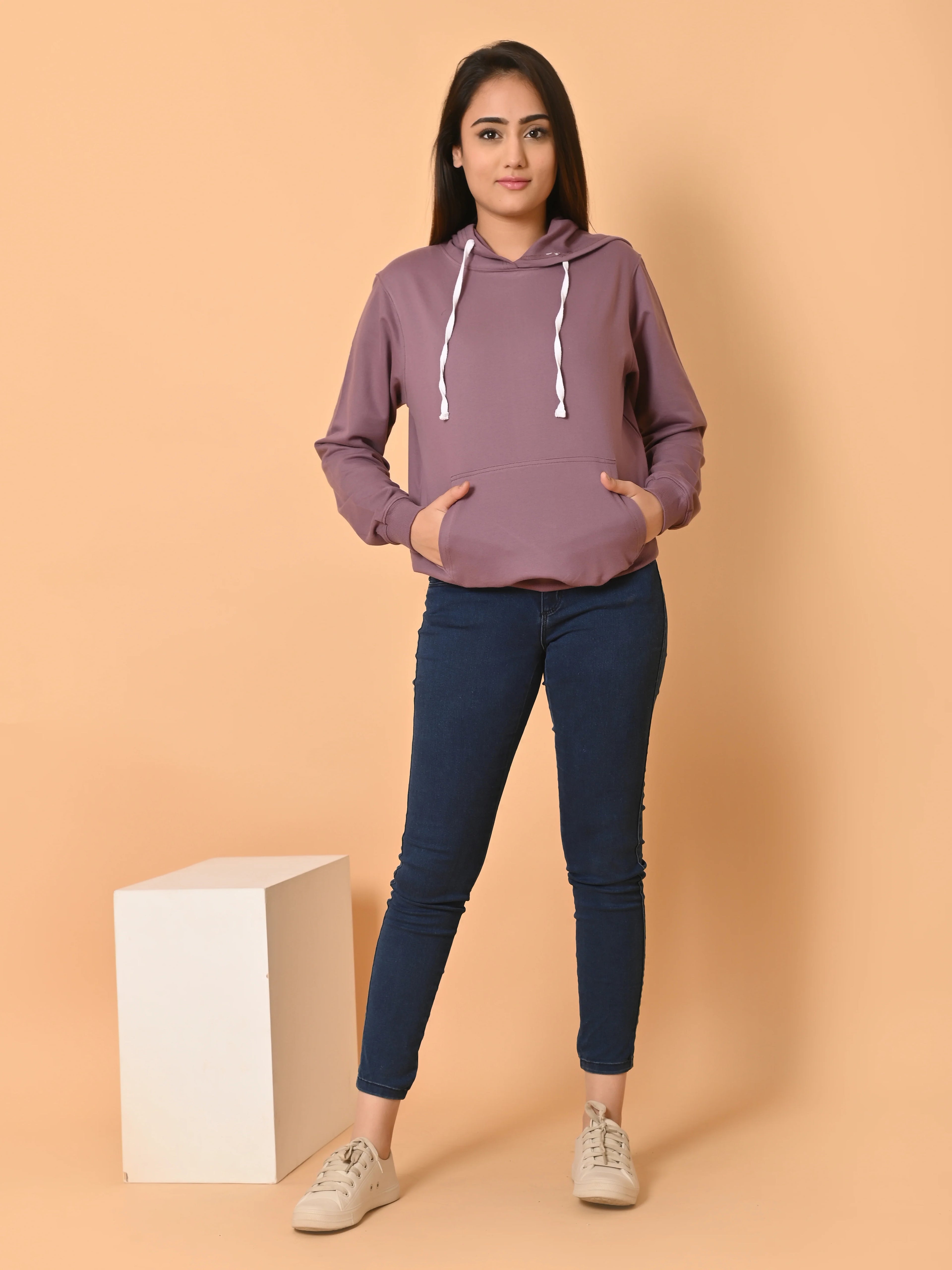 Women's Dark Lavender Cotton Fleece Hoodie
