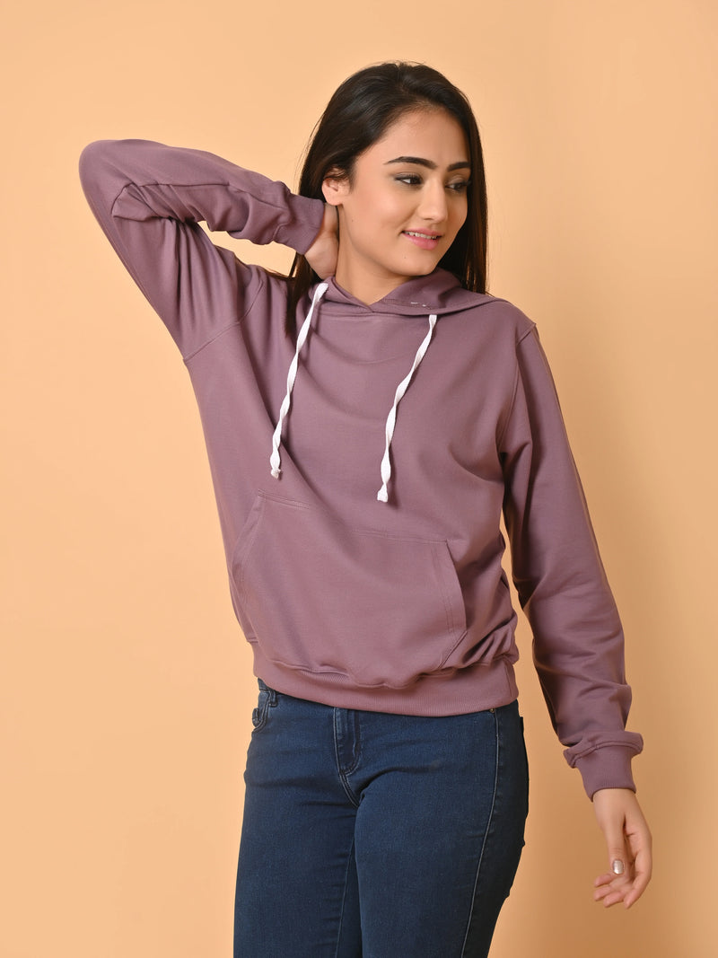 Women's Dark Lavender Cotton Fleece Hoodie