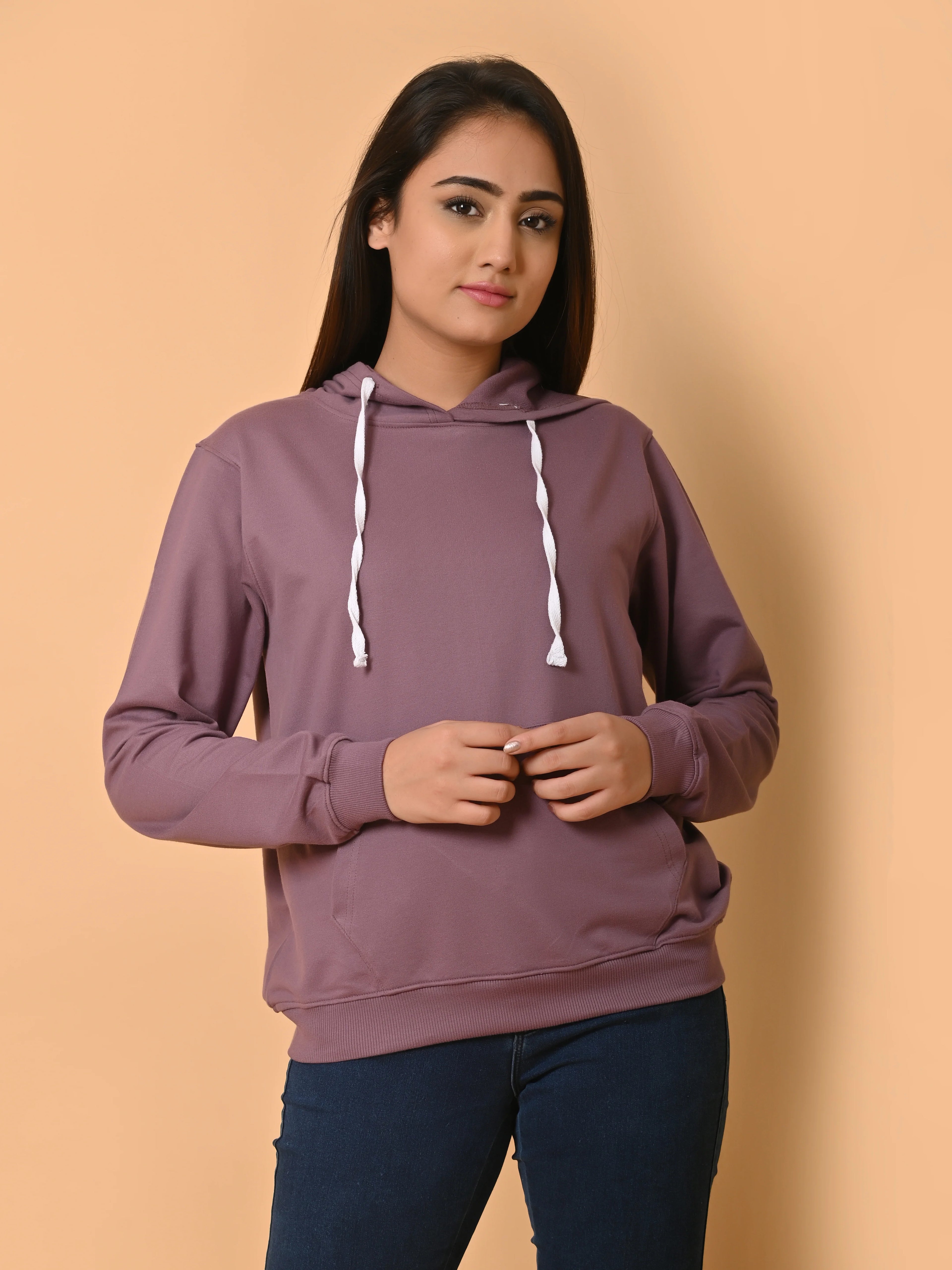 Women's Dark Lavender Cotton Fleece Hoodie