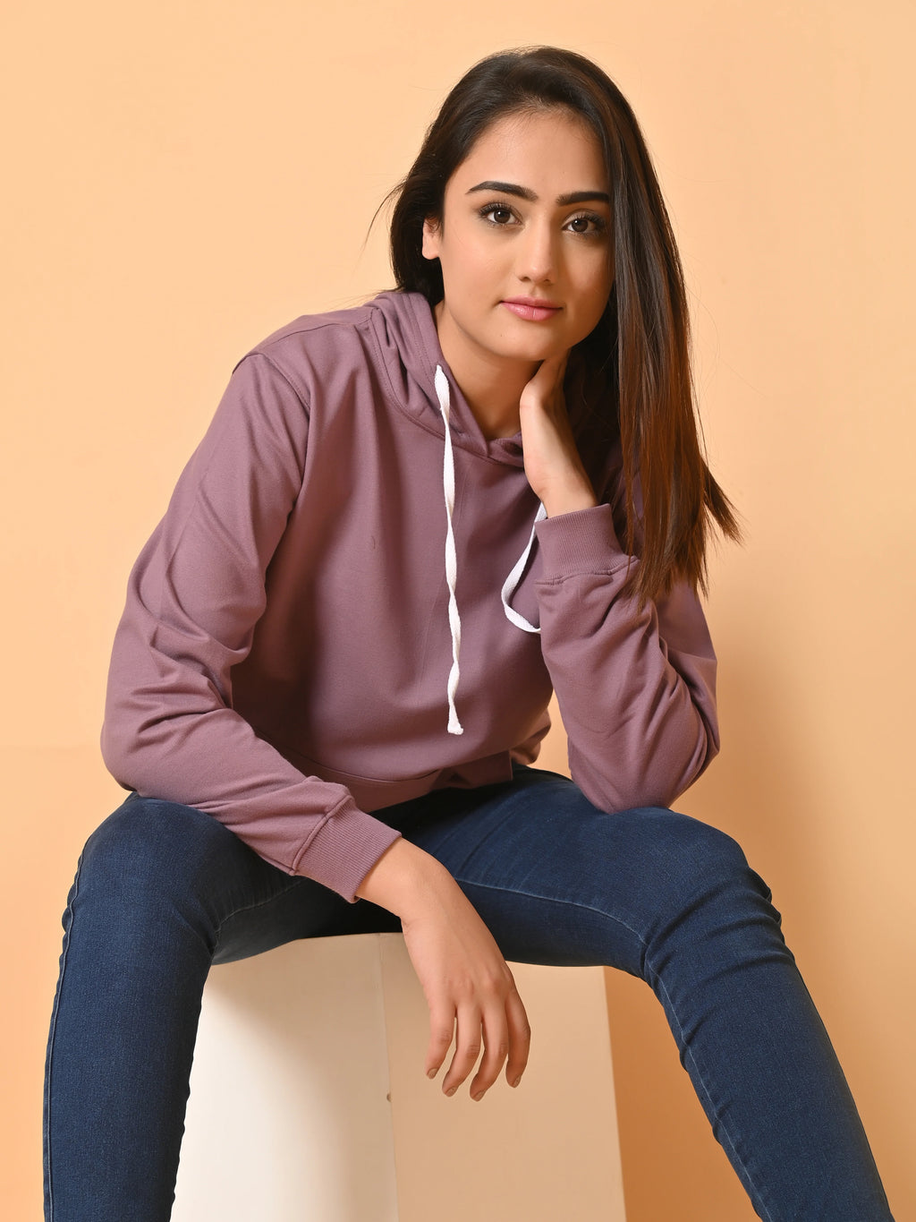 Women's Dark Lavender Cotton Fleece Hoodie