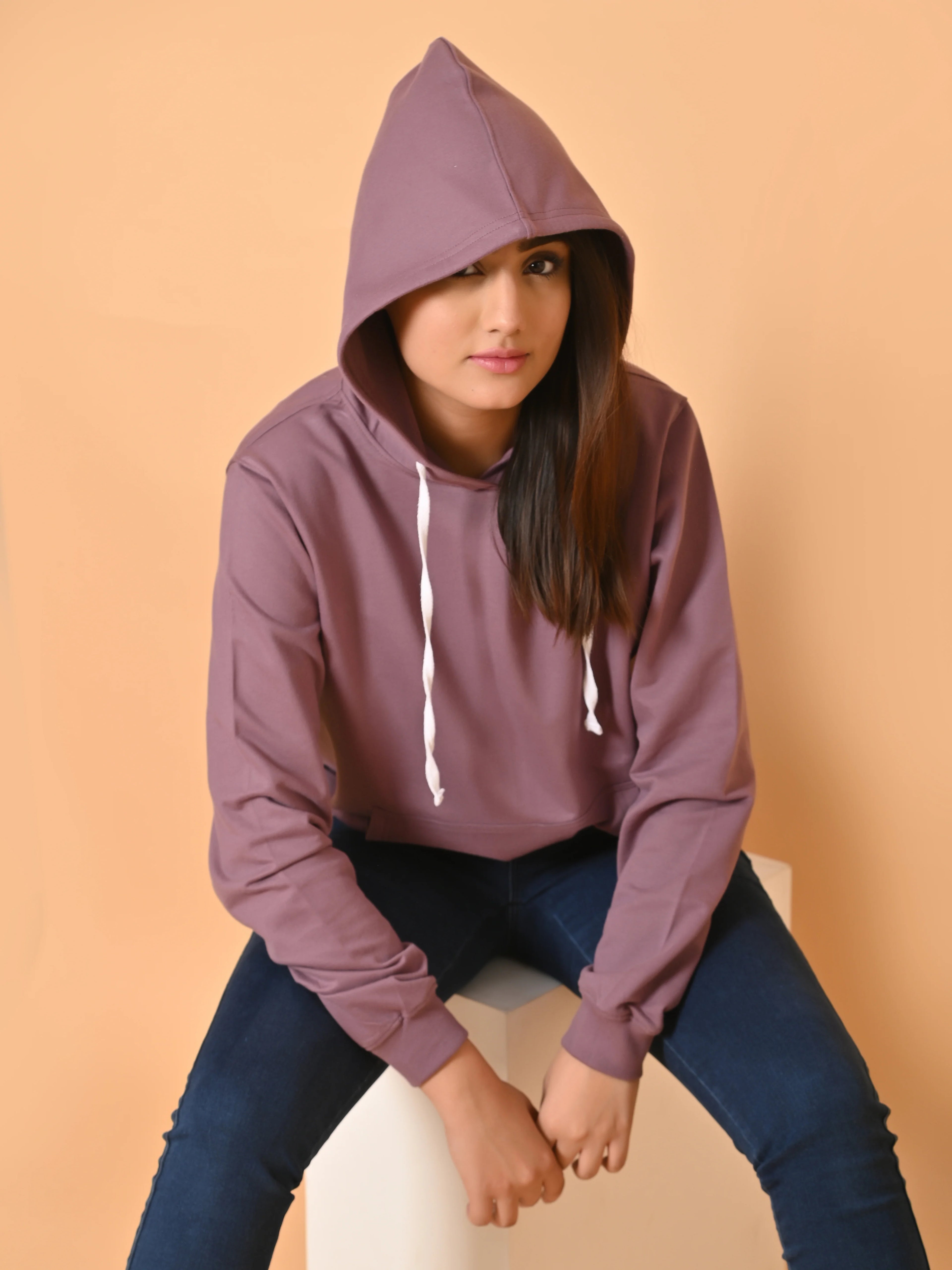 Women's Dark Lavender Cotton Fleece Hoodie
