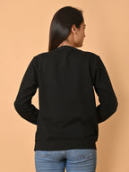 Women's Black Cotton Terry Sweatshirt