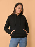 Women's Black Cotton Fleece Hoodie