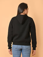 Women's Black Cotton Fleece Hoodie