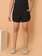 Women's Black & White NS Lycra Activewear Running Shorts