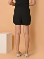 Women's Black & White NS Lycra Activewear Running Shorts