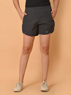 Women's Grey & White NS Lycra Activewear Running Shorts