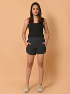 Women's Dark Grey NS Lycra Activewear Running Shorts