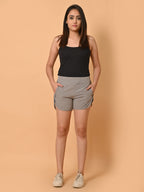 Women's Light Grey NS Lycra Activewear Running Shorts