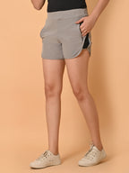Women's Light Grey NS Lycra Activewear Running Shorts