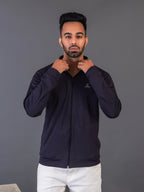 Men's Dark Grey 4-Way Lycra Zipper Jacket