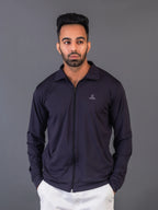 Men's Dark Grey 4-Way Lycra Zipper Jacket