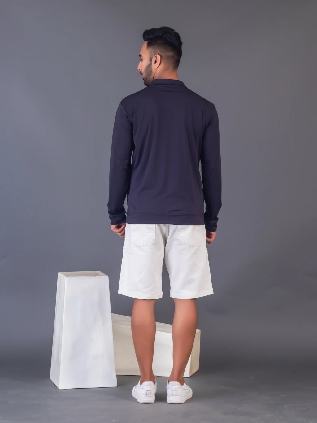 Men's Dark Grey 4-Way Lycra Zipper Jacket