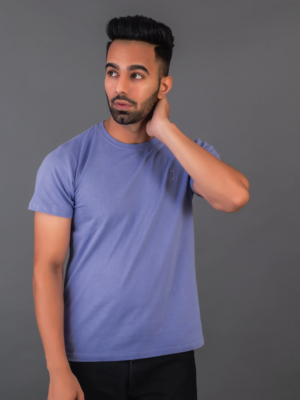 Men's Classic Solid Lavender Round Neck T-shirt