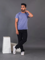 Men's Classic Solid Lavender Round Neck T-shirt