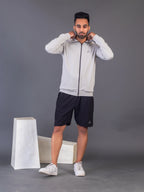Men's Light Grey 4-Way Lycra Zipper Jacket