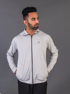 Men's Light Grey 4-Way Lycra Zipper Jacket