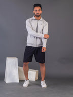 Men's Light Grey 4-Way Lycra Zipper Jacket