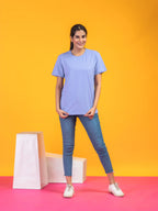 Women's Solid Lavender Round Neck T-shirt