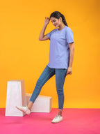 Women's Solid Lavender Round Neck T-shirt