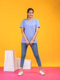 Women's Solid Lavender Round Neck T-shirt