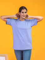 Women's Solid Lavender Round Neck T-shirt