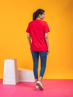 Women's Solid Red Round Neck T-shirt