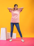 Women's Solid Onion Pink Round Neck T-shirt
