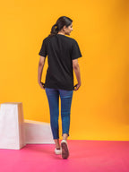 Women's Solid Black Round Neck T-shirt