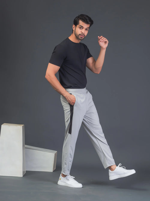 DynamicFlex Men's Daily wear Light Grey 4-Way Lycra Track Pant