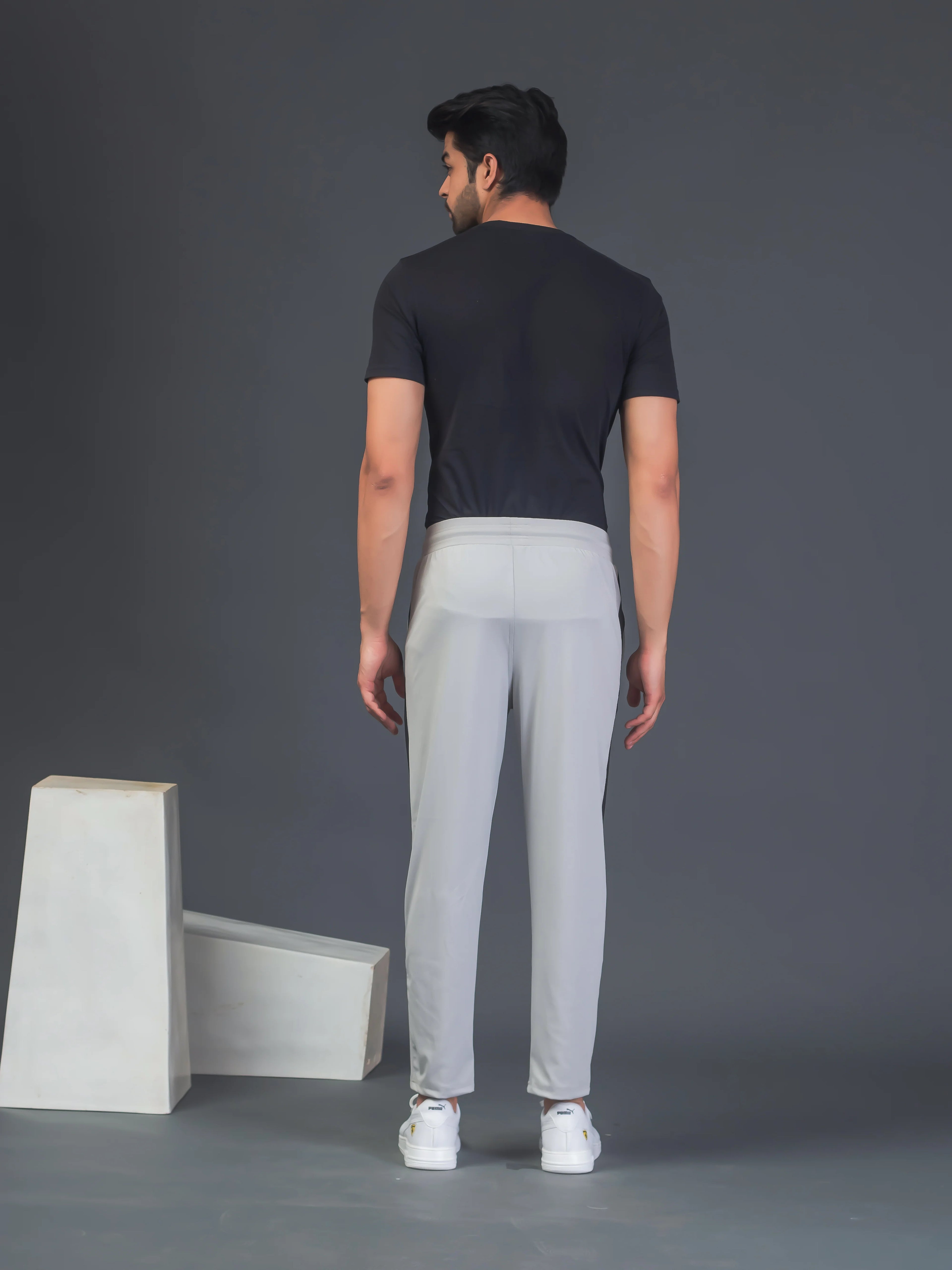 DynamicFlex Men's Daily wear Light Grey 4-Way Lycra Track Pant