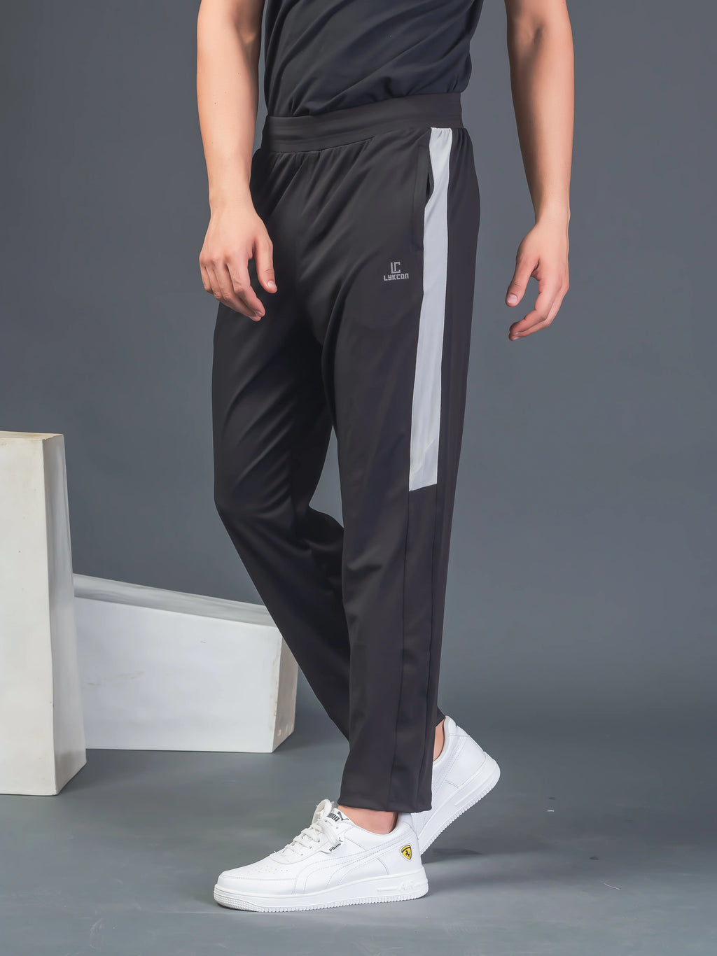 DynamicFlex Men's Daily wear Black 4-Way Lycra Track Pant