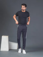 DynamicFlex Men's Daily wear Dark Grey 4-Way Lycra Track Pant