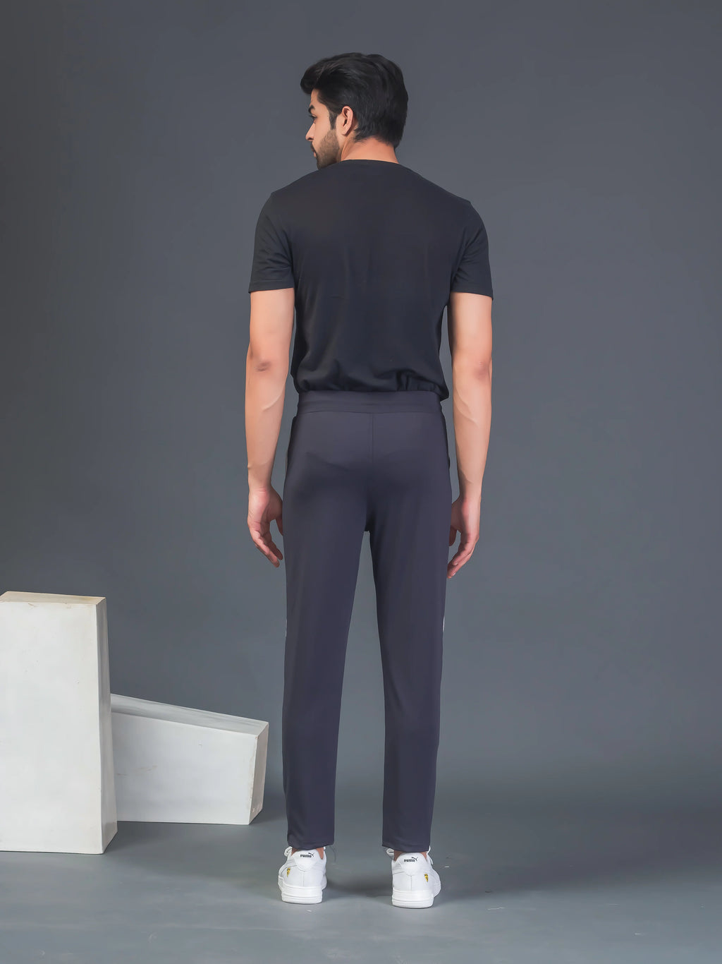 DynamicFlex Men's Daily wear Dark Grey 4-Way Lycra Track Pant