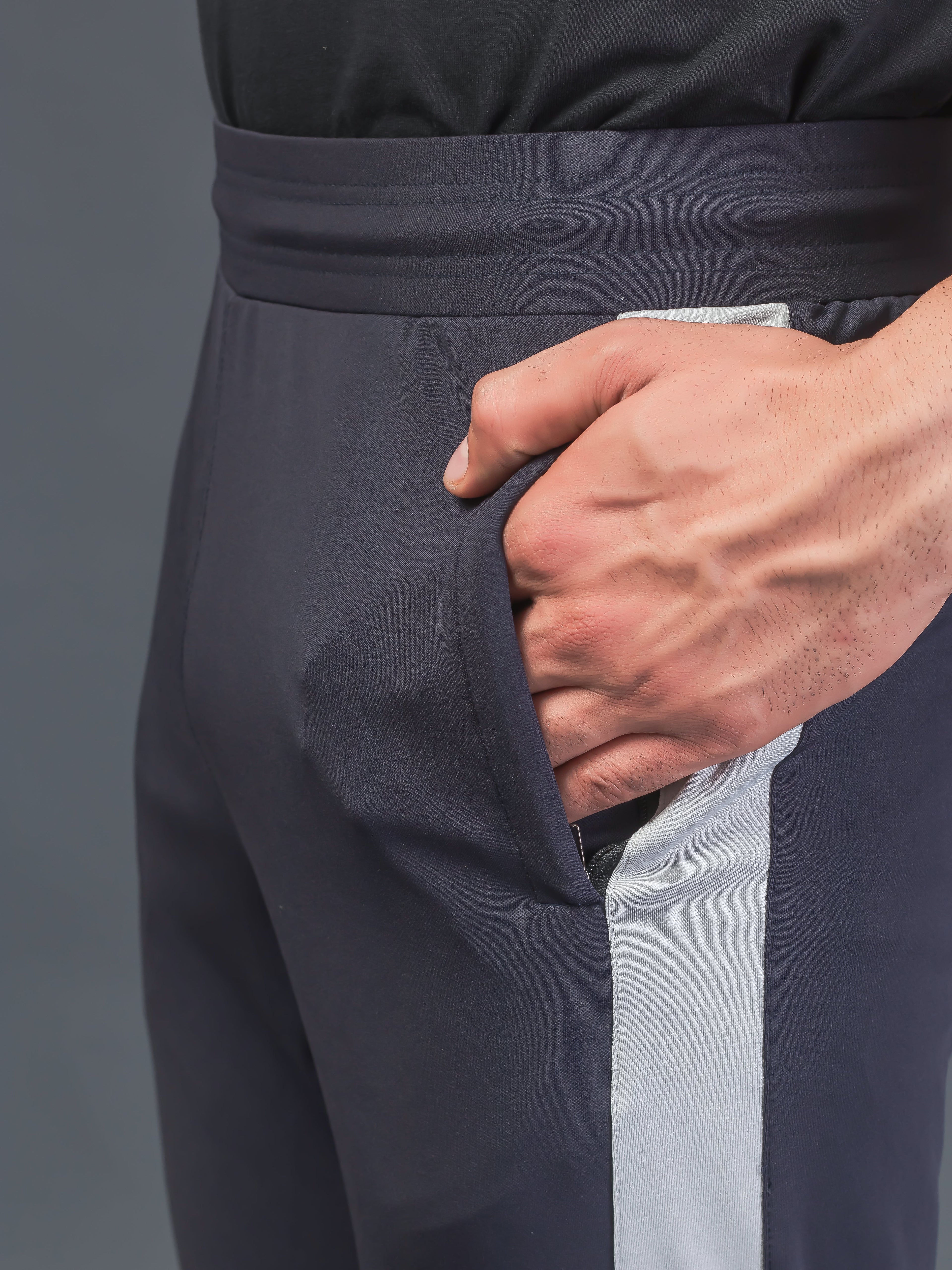 DynamicFlex Men's Daily wear Dark Grey 4-Way Lycra Track Pant