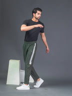 DynamicFlex Men's Daily Wear Army Green 4-Way Lycra Track Pant