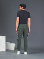DynamicFlex Men's Daily Wear Army Green 4-Way Lycra Track Pant