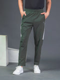 DynamicFlex Men's Daily Wear Army Green 4-Way Lycra Track Pant