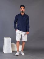 Men's Navy Blue 4-Way Lycra Zipper Jacket