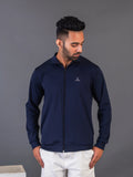 Men's Navy Blue 4-Way Lycra Zipper Jacket