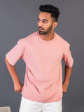 Men's Cotton Lycra Oversized Onion Pink T-shirt