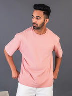 Men's Cotton Lycra Oversized Onion Pink T-shirt